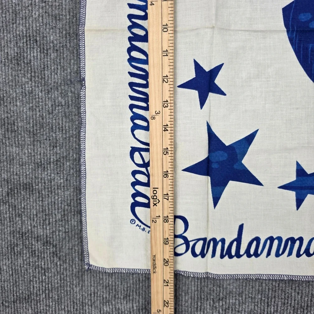 Vintage 1979 Bad Bandanna Football Stars Blue White Scarf 21x21 Melanie M.B. Ent